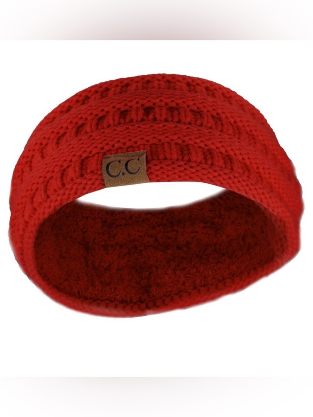 C.C. Red Knit Ponytail Headband with CC Leather Tag - Picture 2 of 5